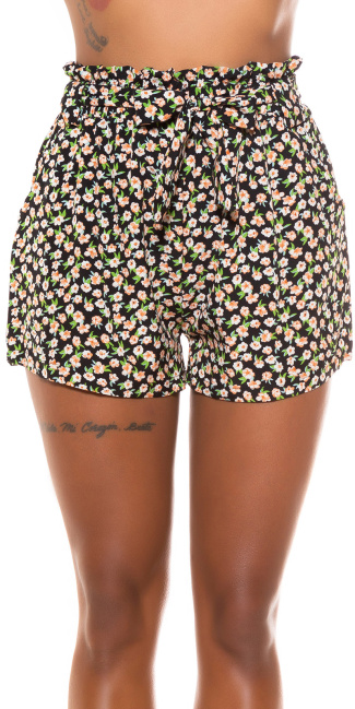Summer Shorts with Belt and Pockets Black